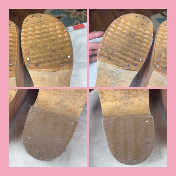 Vintage Sanita Orthopaedic Tan Suede Wood Heel Slip On Clog Shoe Size 39 - Picture 12 of 15